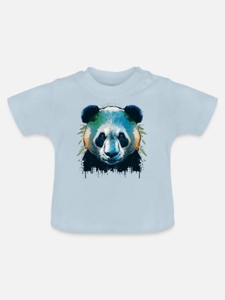 Pandas - Baby Bio-T-Shirt mit Rundhals - Hellblau
