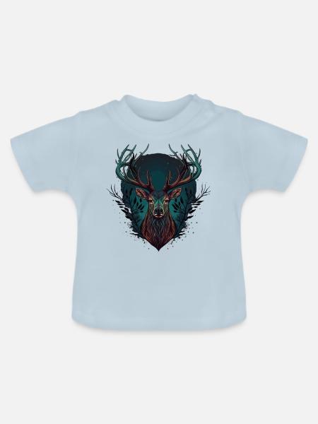 Hirsche - Baby Bio-T-Shirt mit Rundhals - Hellblau