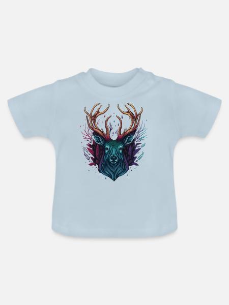 Hirsch - Baby Bio-T-Shirt mit Rundhals - Hellblau