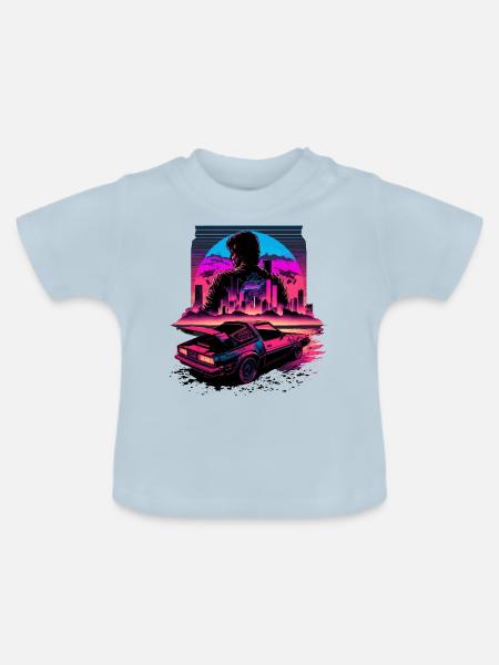 90er Jahre - Baby Bio-T-Shirt mit Rundhals - Hellblau