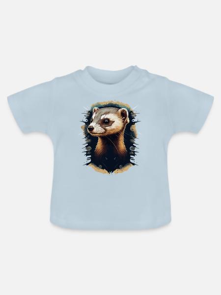 Frettchenbesitzer Geschenk - Baby Bio-T-Shirt mit Rundhals - Hellblau