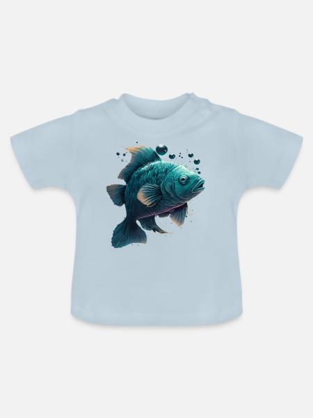 Fliegenfischen - Baby Bio-T-Shirt mit Rundhals - Hellblau