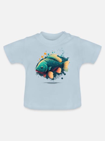 Fischig - Baby Bio-T-Shirt mit Rundhals - Hellblau