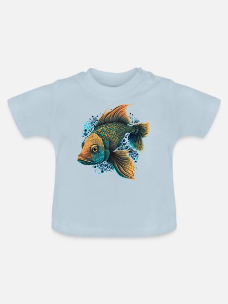 Fliegenfischen - Baby Bio-T-Shirt mit Rundhals - Hellblau