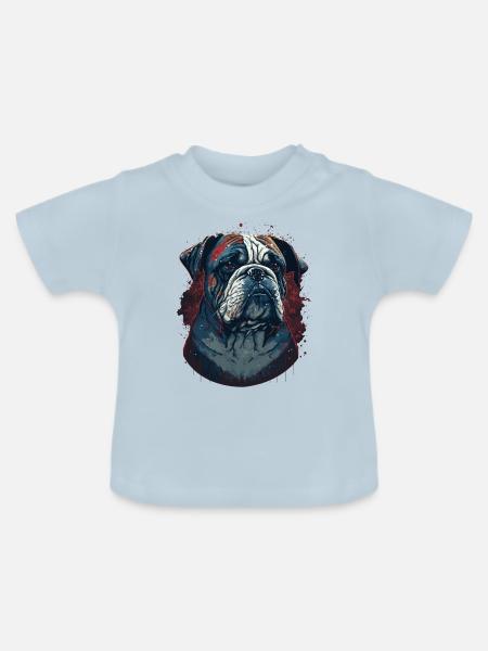 Dunkelgraue Bulldogge - Baby Bio-T-Shirt mit Rundhals - Hellblau