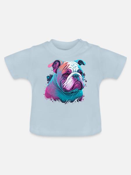 Unschuldige Gesichtsbulldogge - Baby Bio-T-Shirt mit Rundhals - Hellblau