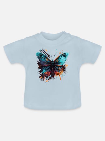 Attraktiver Schmetterling - Baby Bio-T-Shirt mit Rundhals - Hellblau