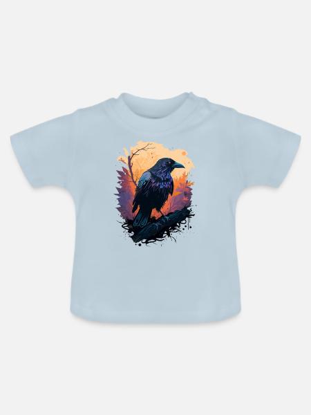Krähen Wachsames Leben - Baby Bio-T-Shirt mit Rundhals - Hellblau