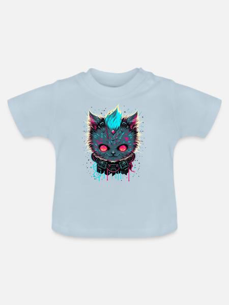 Böse Katze - Baby Bio-T-Shirt mit Rundhals - Hellblau
