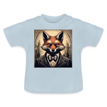 Fuchs im Anzug / Tier / lustig / Fell / Wild - Baby Bio-T-Shirt mit Rundhals - Hellblau - Vorne