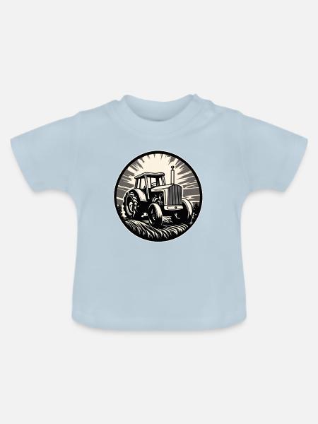 Traktor / Landwirtschaft / Bauer / Feldarbeit - Baby Bio-T-Shirt mit Rundhals - Hellblau