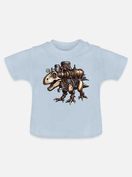 Dinosaurier / Tier / Urzeit / Reptil / Jungs - Baby Bio-T-Shirt mit Rundhals - Hellblau