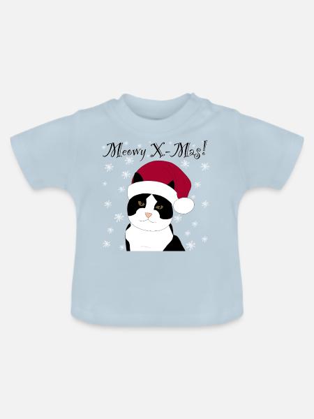 Meowy X-mas santacat - smoking - Baby Bio-T-Shirt mit Rundhals - Hellblau