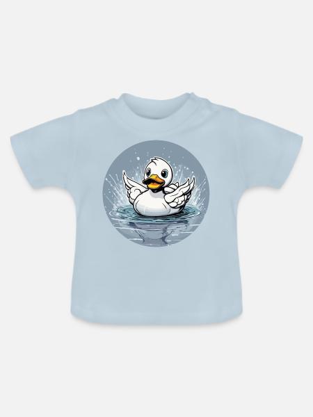 Gummiente / Badeente / Wasser / Badewanne - Baby Bio-T-Shirt mit Rundhals - Hellblau