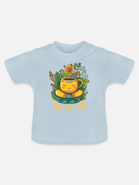 Tee ist mein Zen - Baby Bio-T-Shirt mit Rundhals - Hellblau