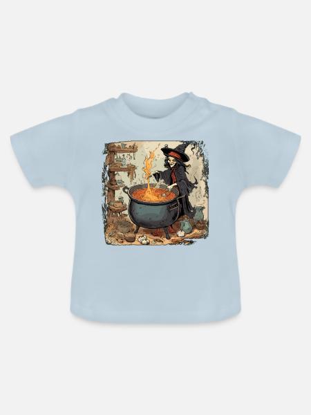 Hexenhandbuch / Zauberbuch / Halloween / Herbst - Baby Bio-T-Shirt mit Rundhals - Hellblau