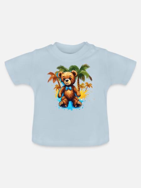 Teddybär / Kuscheltier / Stofftier / Geschenkidee - Baby Bio-T-Shirt mit Rundhals - Hellblau