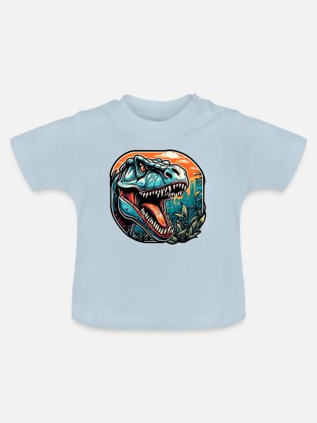 Dinosaurier / Tier / Urzeit / Reptil / Jungs - Baby Bio-T-Shirt mit Rundhals - Hellblau