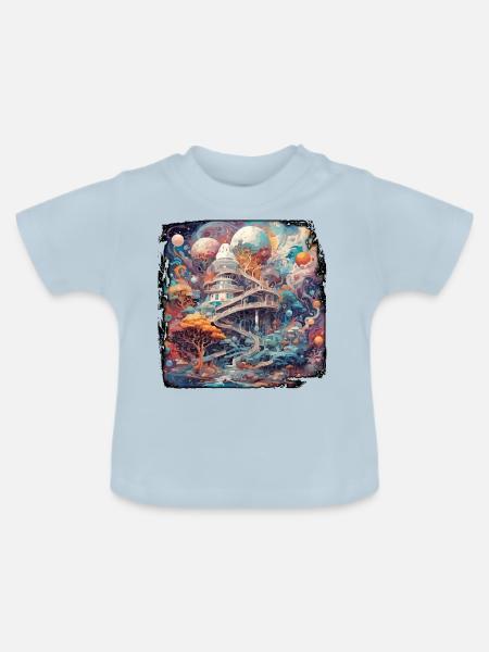 Psychedelisch / Schloss / All / Halluzination - Baby Bio-T-Shirt mit Rundhals - Hellblau