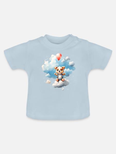 Tierbabys Traumland Ballon Hund - Baby Bio-T-Shirt mit Rundhals - Hellblau