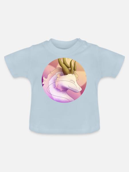 Flauschiger rosa Drache - Baby Bio-T-Shirt mit Rundhals - Hellblau