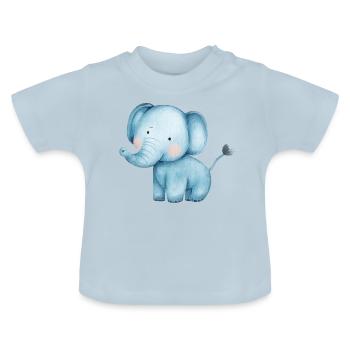Elefant Watercolour - Baby Bio-T-Shirt mit Rundhals - Hellblau - Vorne