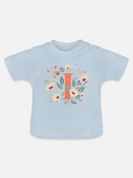 I typography floral - Baby Bio-T-Shirt mit Rundhals - Hellblau