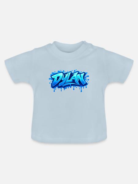 GRAFFITI-NAME DYLAN FÜR PERFEKTES GESCHENK DRUCKBAR - Baby Bio-T-Shirt mit Rundhals - Hellblau