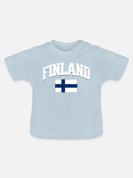 Finnland Fußballliebhaber Retro-Sportdesign - Baby Bio-T-Shirt mit Rundhals - Hellblau