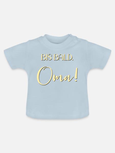 Baby Ankündigung Oma - Baby Bio-T-Shirt mit Rundhals - Hellblau