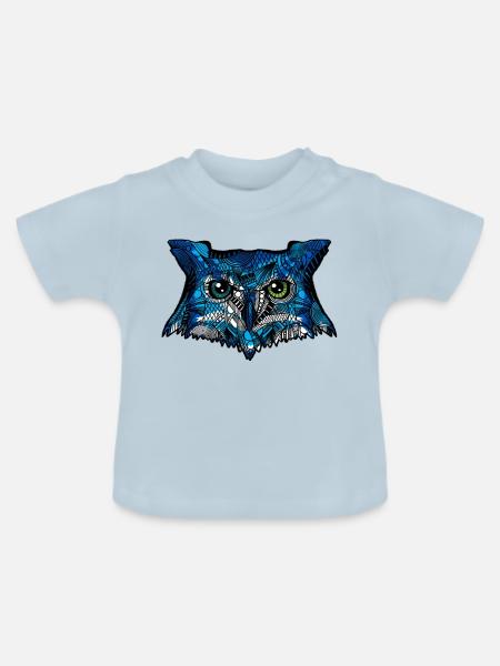 Eule - Baby Bio-T-Shirt mit Rundhals - Hellblau