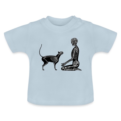 Scheletro umano e gatto - Maglietta ecologica con scollo rotondo per neonato