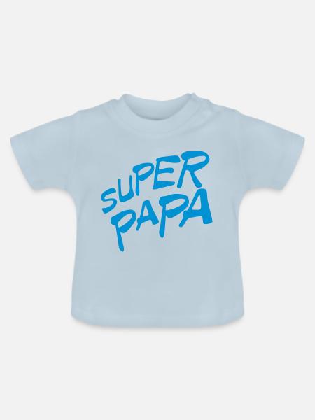 Super Papa - Baby Bio-T-Shirt mit Rundhals - Hellblau