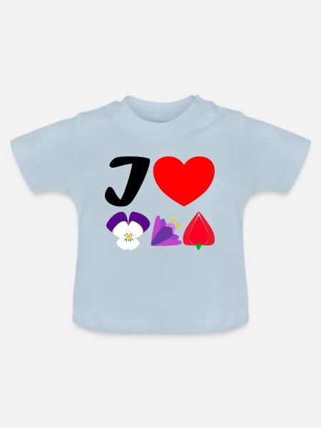 I love springflowers - Baby Bio-T-Shirt mit Rundhals - Hellblau