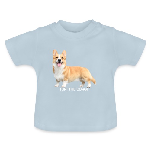 Topi the Corgi - White text - Baby Organic T-Shirt with Round Neck