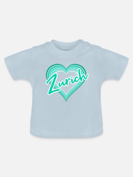 Zürich - Baby Bio-T-Shirt mit Rundhals - Hellblau