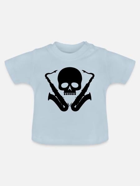 Saxofon / Totenkopf / Skull / Sax - Baby Bio-T-Shirt mit Rundhals - Hellblau
