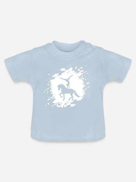 Voltigieren T-Shirt | Splash Volti mit Pferd - Baby Bio-T-Shirt mit Rundhals - Hellblau