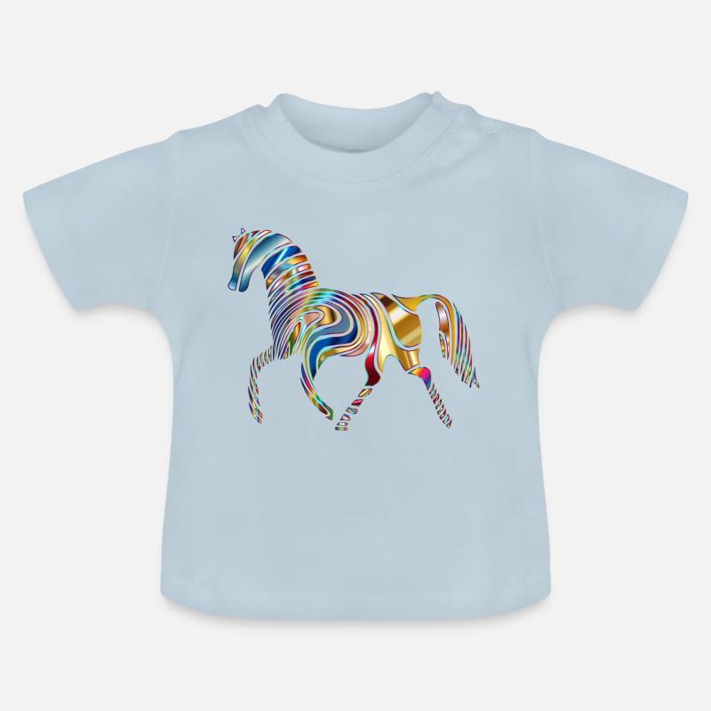 Cheval - T-shirt bio col rond Bébé - bleu clair