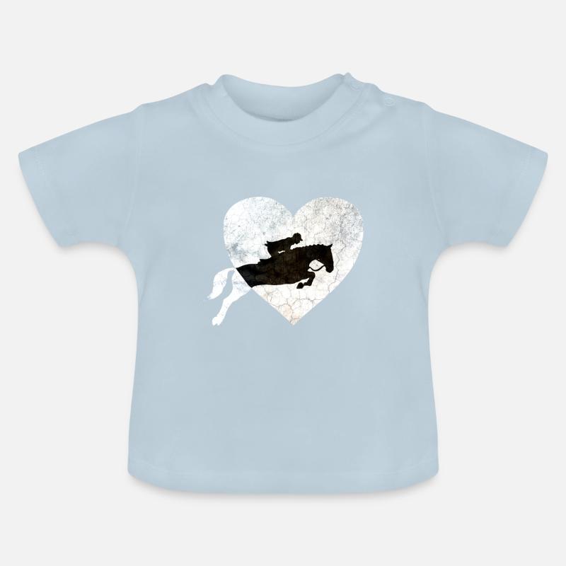 Cheval de saut d'obstacles - T-shirt bio col rond Bébé - bleu clair