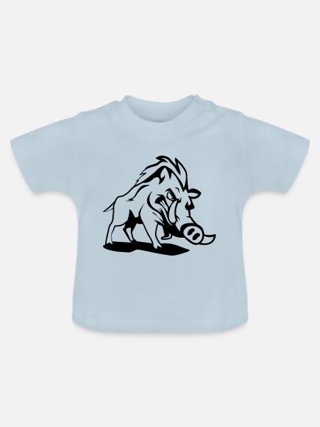 wildschwein gefährlich - Baby Bio-T-Shirt mit Rundhals - Hellblau