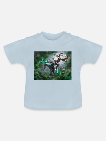 Hirschgott Waldgeist Magie - Baby Bio-T-Shirt mit Rundhals - Hellblau