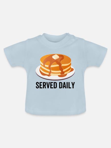 Pfannkuchen täglich serviert - Baby Bio-T-Shirt mit Rundhals - Hellblau