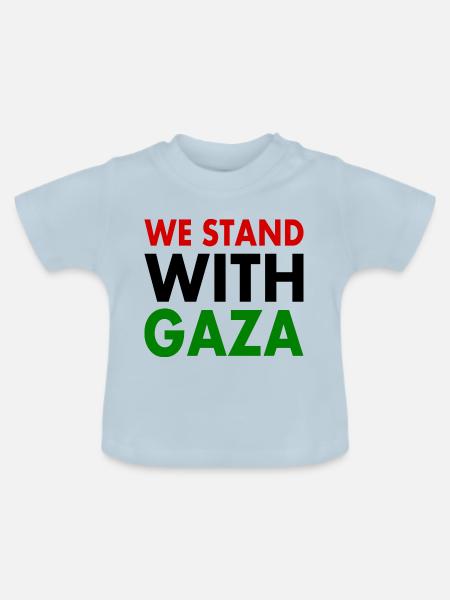 We stand with palestine - Baby Bio-T-Shirt mit Rundhals - Hellblau