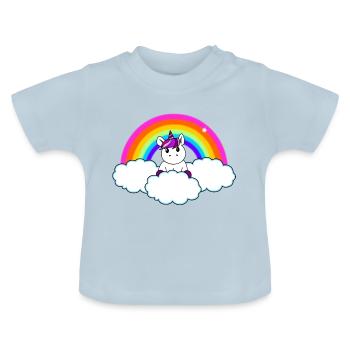 Regenbogen Einhorn - Baby Bio-T-Shirt mit Rundhals - Hellblau - Vorne