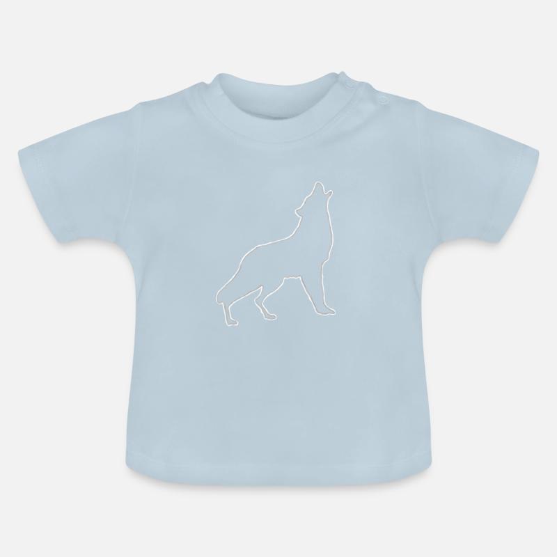 loup - T-shirt bio col rond Bébé - bleu clair