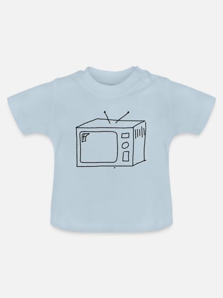 Fernseher - Baby Bio-T-Shirt mit Rundhals - Hellblau