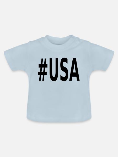 Usa - Baby Bio-T-Shirt mit Rundhals - Hellblau