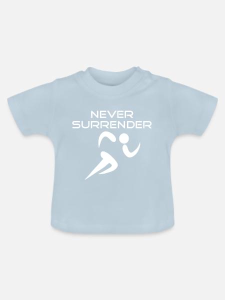 Never Surrender weiss - Baby Bio-T-Shirt mit Rundhals - Hellblau