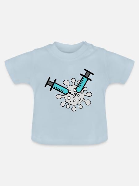 Doppel-Impfstoff - Baby Bio-T-Shirt mit Rundhals - Hellblau